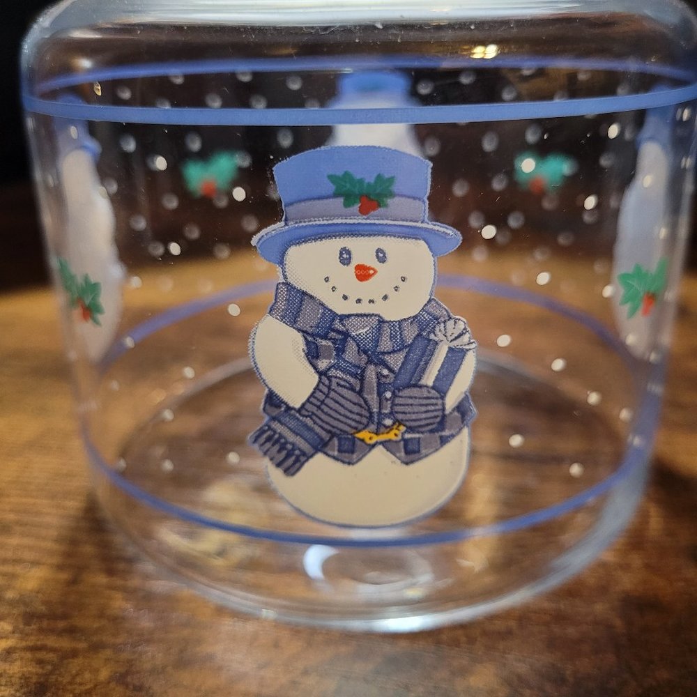 Glass Snowman Holly Leaf Holiday Decanter